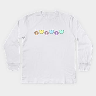 Paws Dog Convo Hearts Kids Long Sleeve T-Shirt